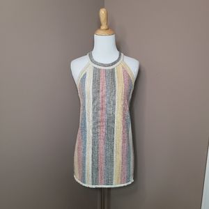 W5 Striped Tapestry Fringe Halter Neck Tank Top